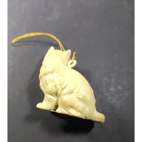 Vintage White Person Cat Plastic Christmas Ornament Blue Eyes - Picture 4 of 7